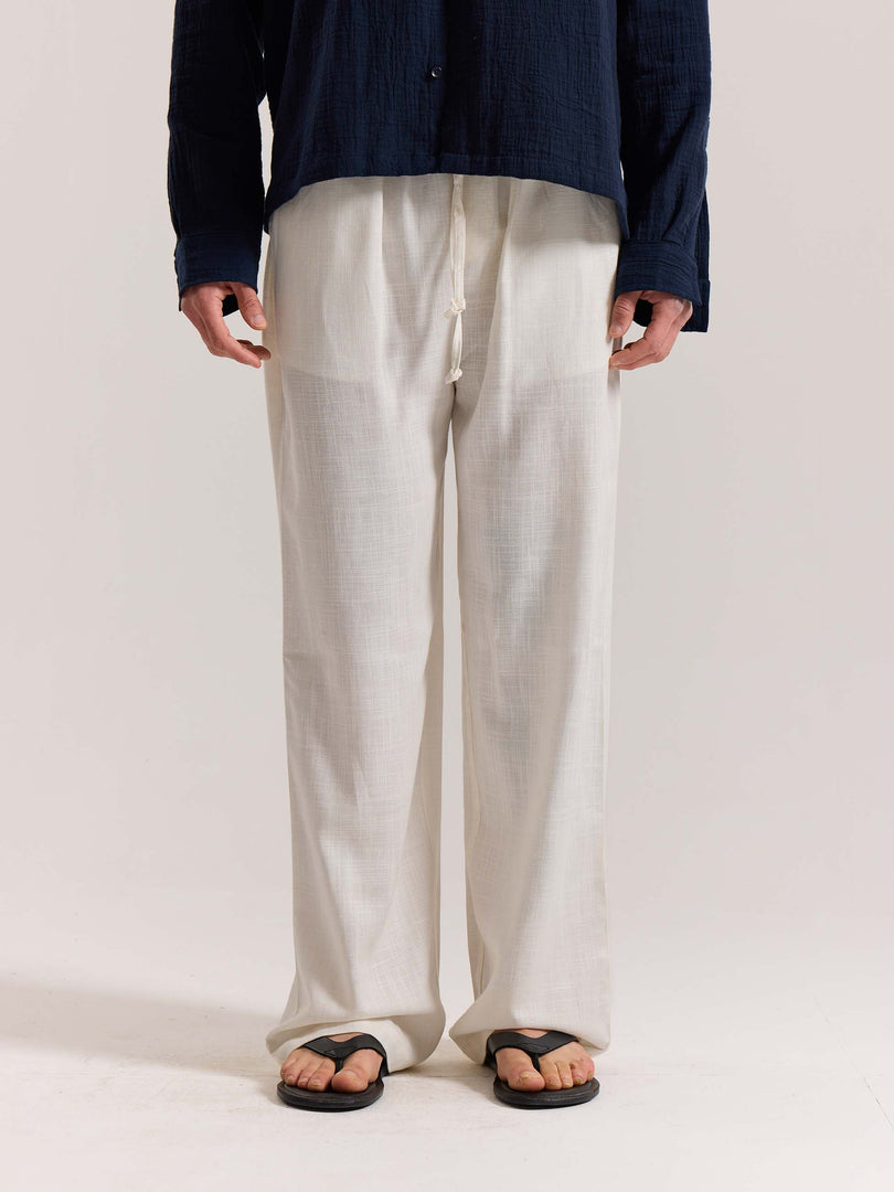 Cream Linen Pull-on Pants ( Pre-Order )