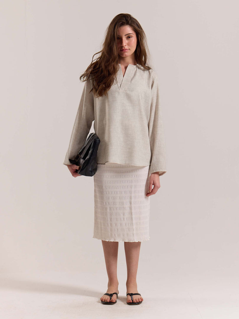 Natural Textured Linen Pullover