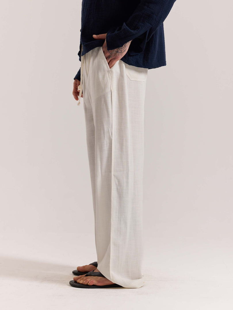 Cream Linen Pull-on Pants ( Pre-Order )