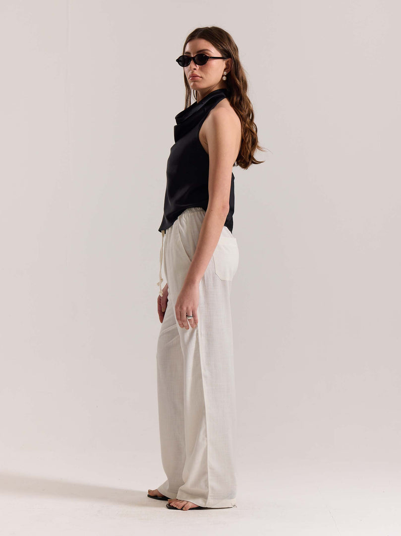 Cream Linen Pull-on Pants ( Pre-Order )