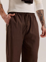 Load image into Gallery viewer, Dark Brown Linen Pull-on Pants