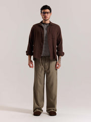 Khaki Green Linen Pull-on Pants