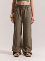 Load image into Gallery viewer, Khaki Green Linen Pull-on Pants