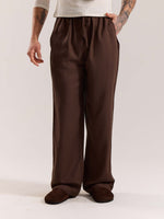 Load image into Gallery viewer, Dark Brown Linen Pull-on Pants