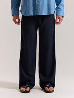 Load image into Gallery viewer, Navy Blue Linen Pull-on Pants