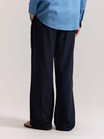 Load image into Gallery viewer, Navy Blue Linen Pull-on Pants