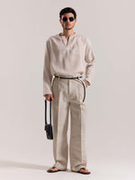 Load image into Gallery viewer, Natural Linen Baggy Fit Trousers