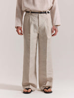 Load image into Gallery viewer, Natural Linen Baggy Fit Trousers