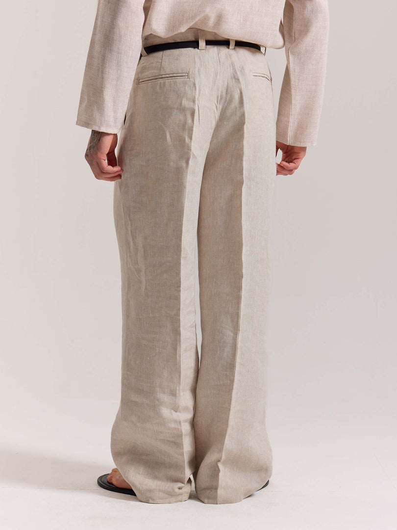 Natural Linen Baggy Fit Trousers