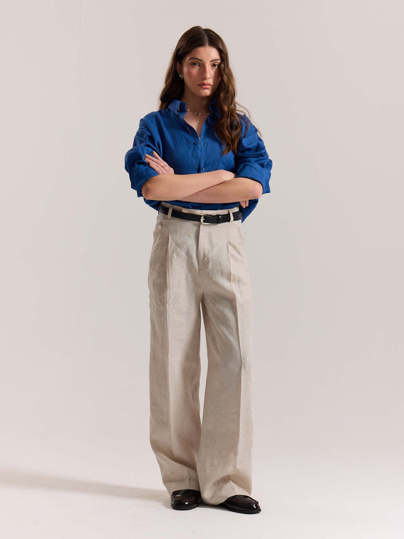 Natural Linen Baggy Fit Trousers