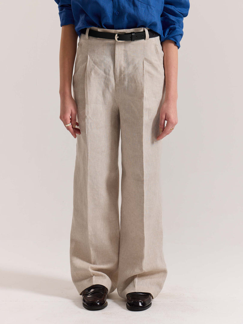 Natural Linen Baggy Fit Trousers
