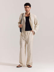Natural Linen Pull-on Pants