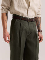 Load image into Gallery viewer, Dark Green Linen Baggy Fit Trousers