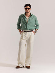 Cream Linen Baggy Fit Trousers