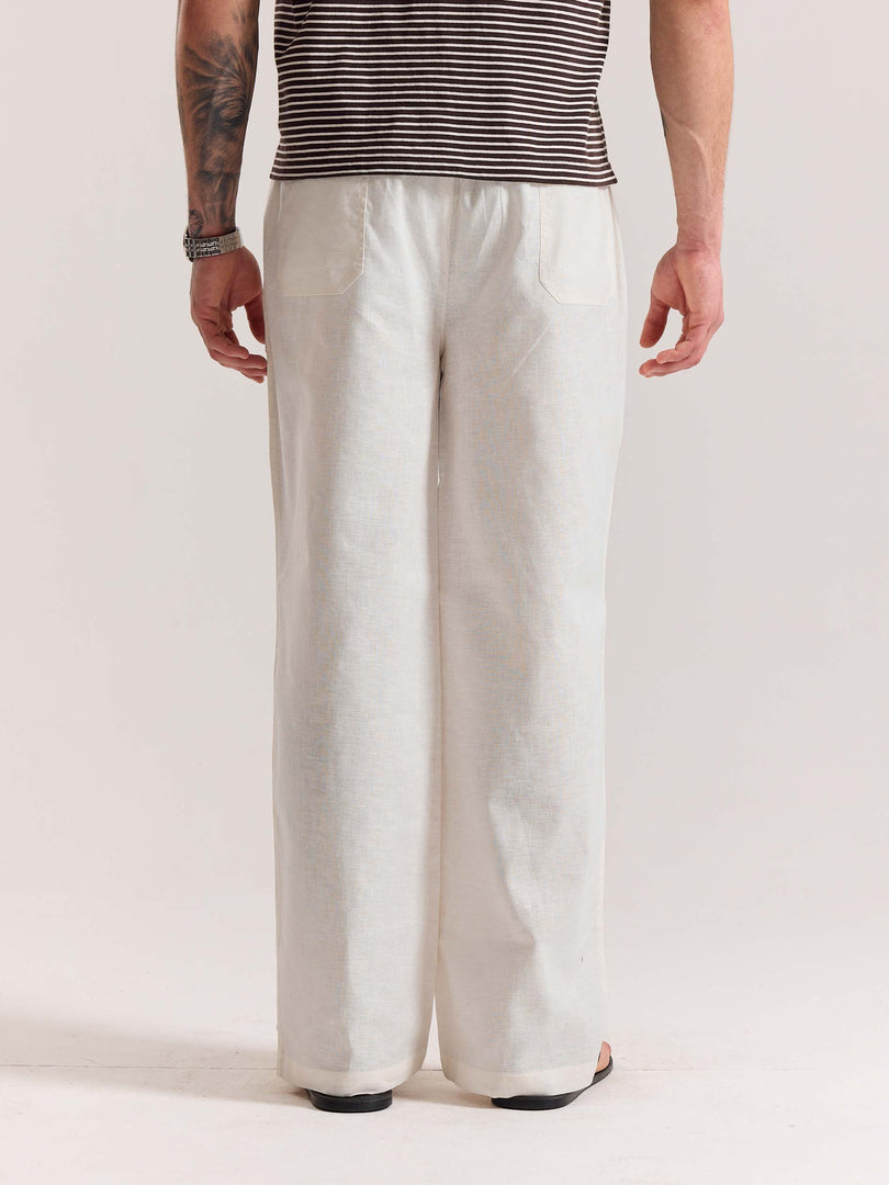 White Linen Pull-on Pants