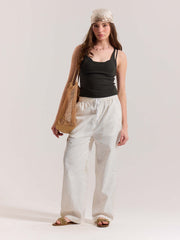 White Linen Pull-on Pants