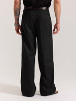 Load image into Gallery viewer, Black Linen Baggy Fit Trousers