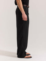 Load image into Gallery viewer, Black Linen Baggy Fit Trousers