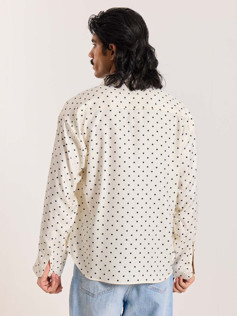 Polka Dot Oversized Cropped Shirt