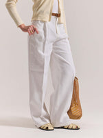 Load image into Gallery viewer, White Linen Baggy Fit Trousers