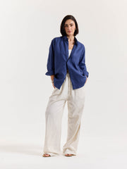 Indigo Blue Irish Linen Shirt