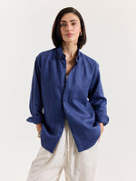Load image into Gallery viewer, Indigo Blue Irish Linen Shirt