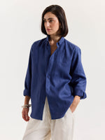 Load image into Gallery viewer, Indigo Blue Irish Linen Shirt