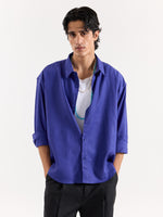 Load image into Gallery viewer, Indigo Linen Cropped Shirt