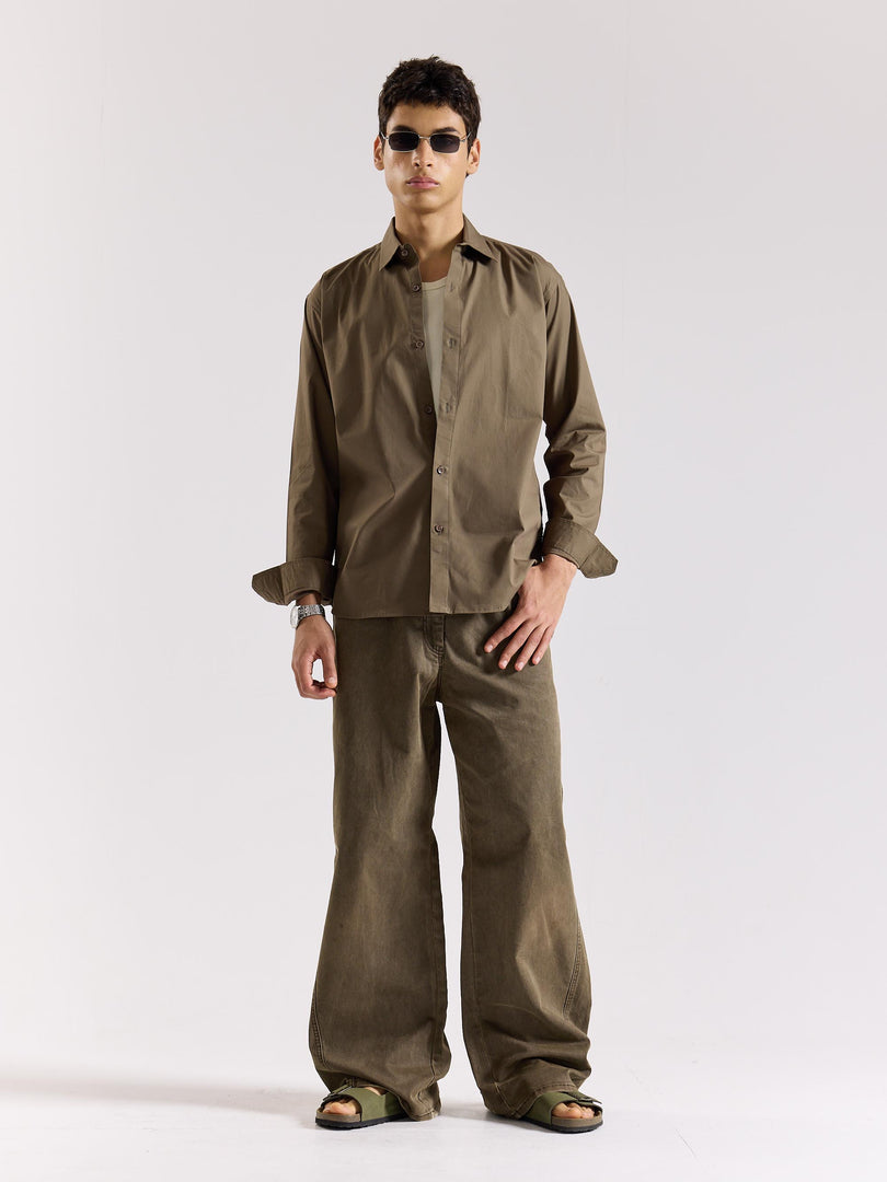 Khaki Green Poplin Shirt