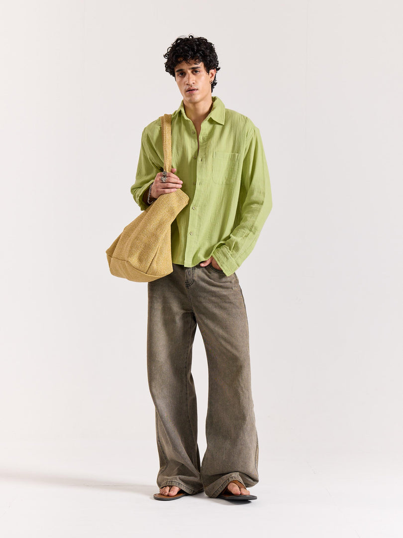 Light Green Gauze Holiday Shirt