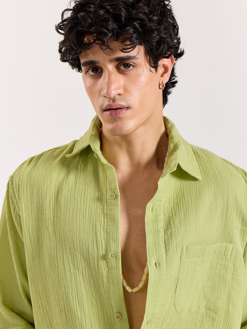 Light Green Gauze Holiday Shirt