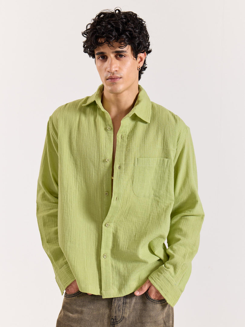 Light Green Gauze Holiday Shirt