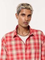 Load image into Gallery viewer, Light-Washed Red Oversized Cropped Shirt