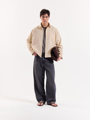 Light Beige Corduroy Oversized Shirt