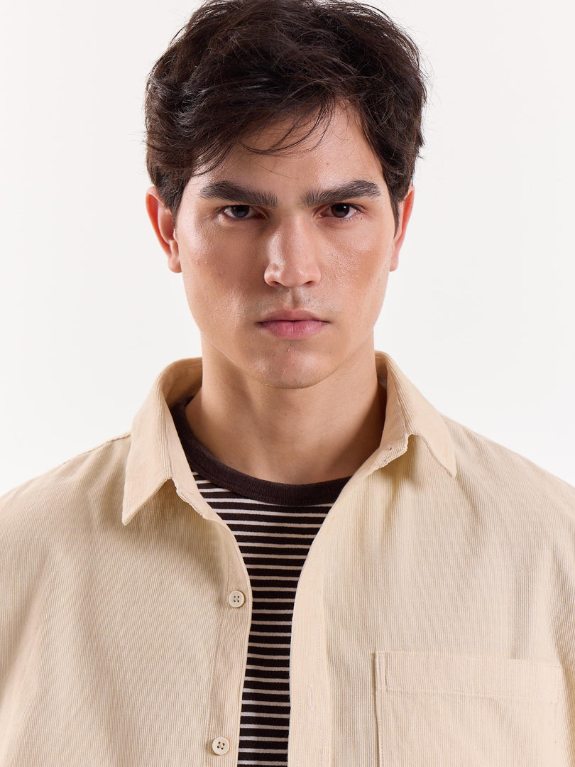 Light Beige Corduroy Oversized Shirt
