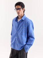 Load image into Gallery viewer, Light Blue Checkered Cropped Shirt