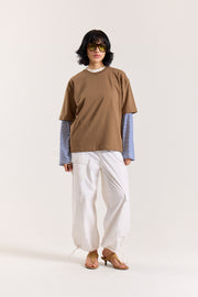 Light Brown Loose Fit Cropped T-Shirt
