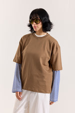 Load image into Gallery viewer, Light Brown Loose Fit Cropped T-Shirt