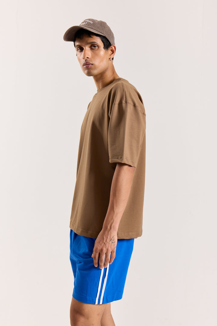 Light Brown Loose Fit Cropped T-Shirt
