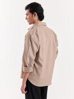 Load image into Gallery viewer, Light Camel Linen Cropped Shirt