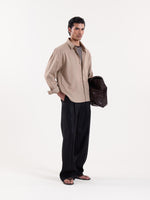 Load image into Gallery viewer, Light Camel Linen Cropped Shirt