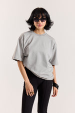 Load image into Gallery viewer, Light Grey Loose Fit Cropped T-Shirt