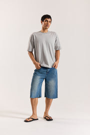 Light Grey Loose Fit Cropped T-Shirt