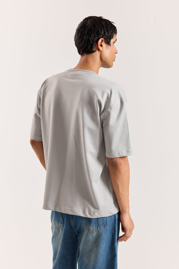 Light Grey Loose Fit Cropped T-Shirt