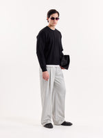 Load image into Gallery viewer, Light Grey Textured Baggy Fit Trousers