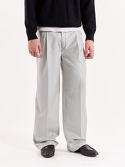 Light Grey Textured Baggy Fit Trousers