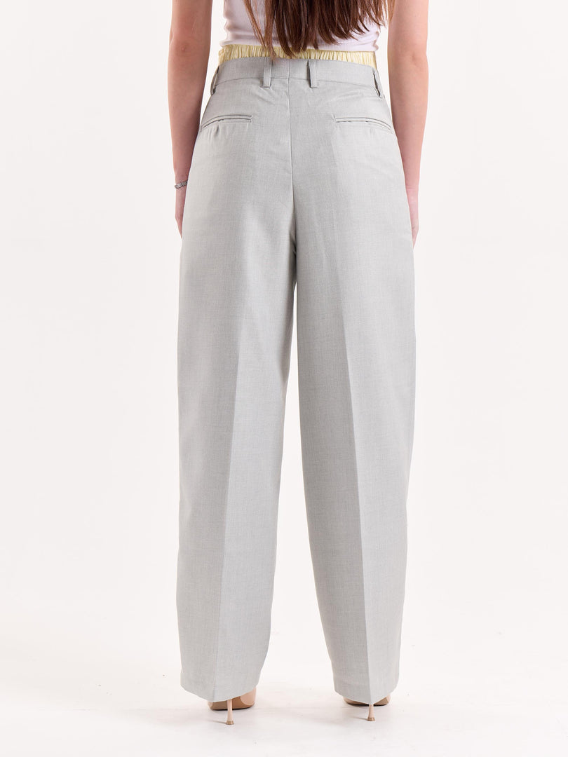 Light Grey Textured Baggy Fit Trousers