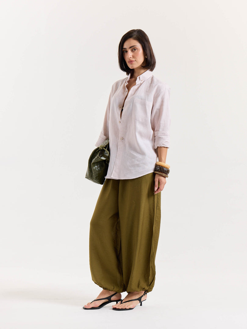 Light Pink Chambray Linen Shirt