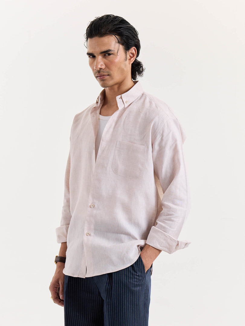 Light Pink Chambray Linen Shirt