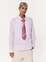 Load image into Gallery viewer, Light Pink Pinstriped Oversized Cropped Shirt